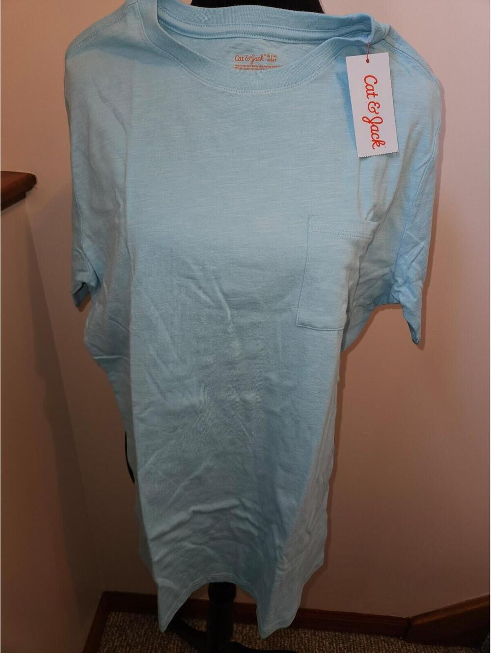 Boys' Short Sleeve Pocket T-Shirt - Cat & Jack Light Blue- XL Husky-BNWT
